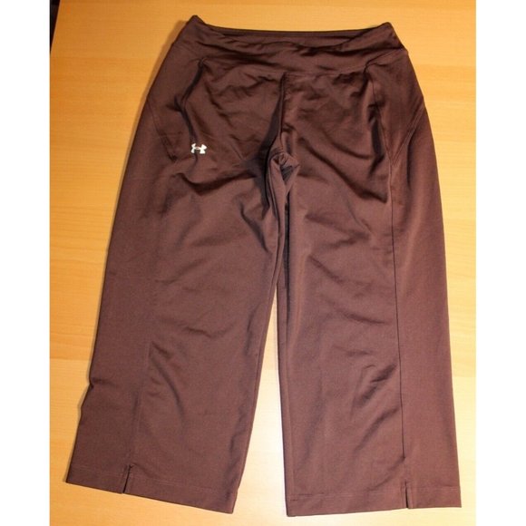 Womens Under Armour UA Crop Capri Pants Small Brown Back Zip Pocket Activewear - Picture 1 of 7